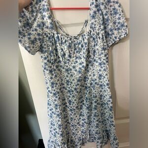 Blue & white floral dress, size medium